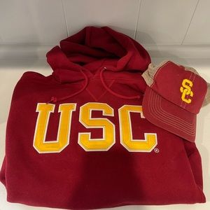USC Heritage hooded sweatshirt and Team Trojan USC hat- USC BUNDLE